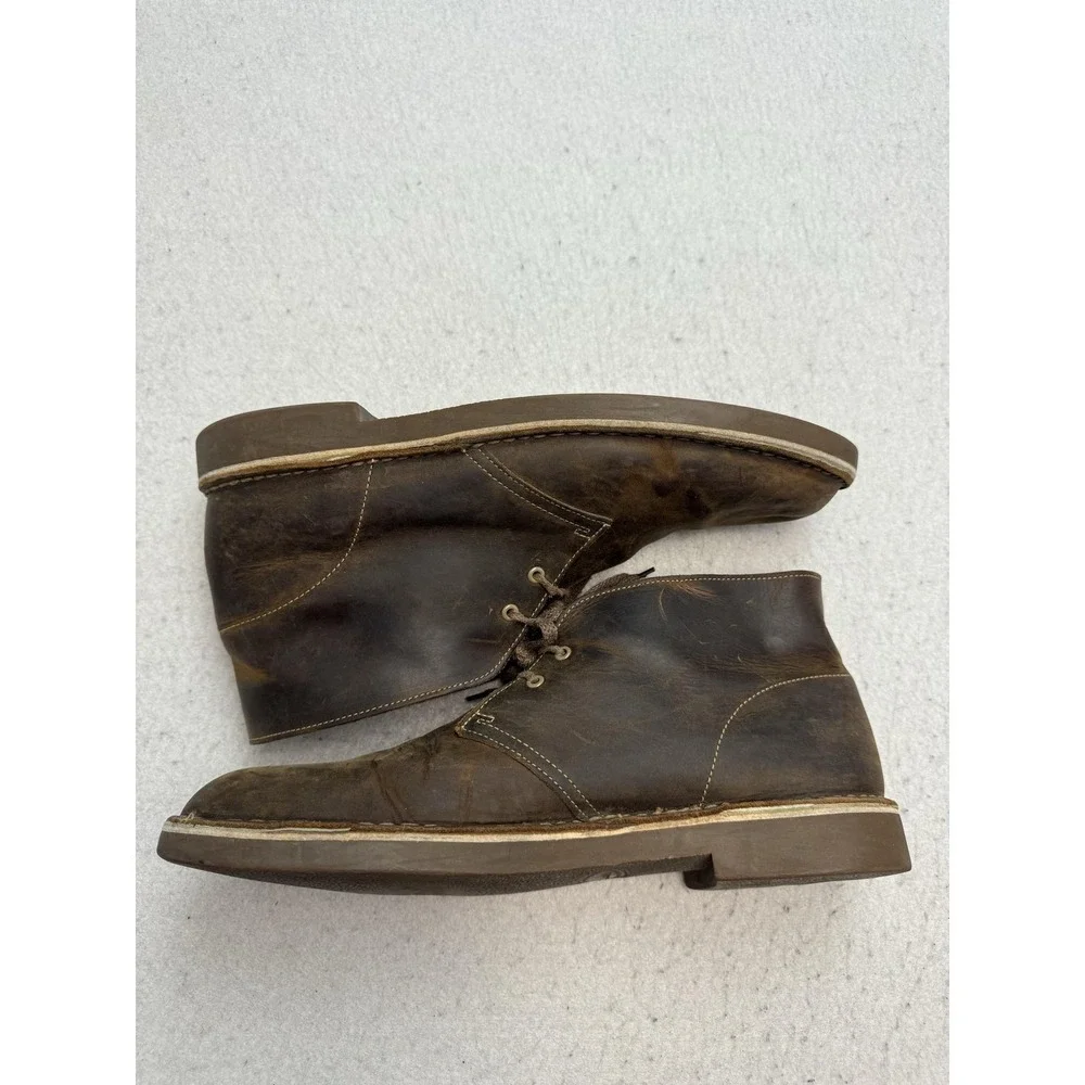 Clarks Chukka Boots Mens Size 11 Brown Leather Ankle Lace Up Round Toe Casual